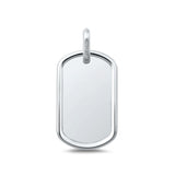 Sterling Silver High Polished Dog Tag Pendant .925 New Military Charm