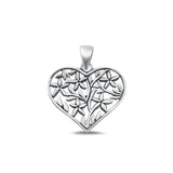 Sterling Silver Oxidized Heart & Flower Charm Cute Love You Pendant .925 New