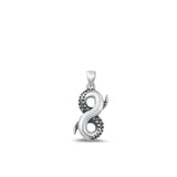 Sterling Silver Cute Infinity Tentacles Pendant Oxidized Polished Charm .925 New