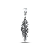 Sterling Silver Fashion Oxidized Feather Pendant Cute Native Charm .925 New