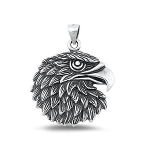 Sterling Silver Cute Eagle Medallion Pendant Oxidized Polished Charm .925 New