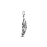 Sterling Silver Fashion Oxidized Feather Charm High Polished Pendant .925 New