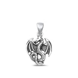 Sterling Silver Fashion Oxidized Fantasy Dragon Halloween Charm Pendant .925 New