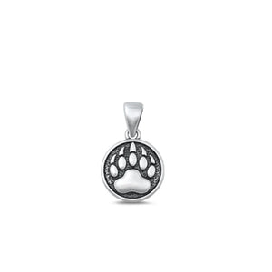 Sterling Silver Fashion Oxidized Bear Paw Medallion Charm Pendant .925 New