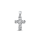 Sterling Silver Fashion Oxidized Filigree Flower Cross Cutout Pendant .925 New