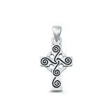 Sterling Silver Fashion Oxidized Polished Triskele Cross Swirl Pendant .925 New