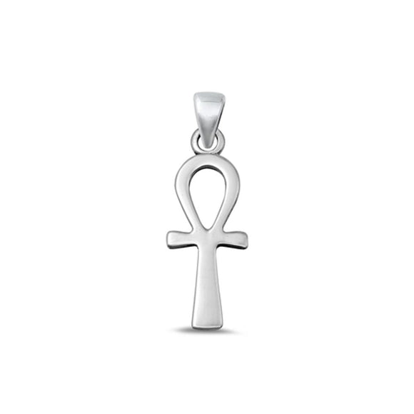 Sterling Silver Polished Ancient Egyptian Ankh Symbol Of Life Pendant .925 New