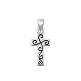 Sterling Silver Fashion Oxidized Polished Swirl Cross Pendant Religious .925 New