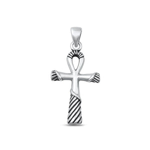 Sterling Silver Fashion Oxidized Ancient Egyptian Ankh Magical Pendant .925 New