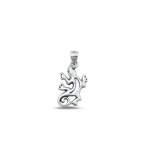 Sterling Silver Fashion Oxidized Cute Small Gecko Reptile Pendant Charm .925 New