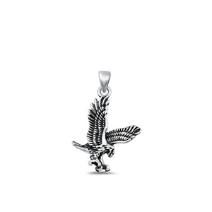 Sterling Silver Fashion Oxidized Eagle Bird Animal Charm Hawk Pendant .925 New