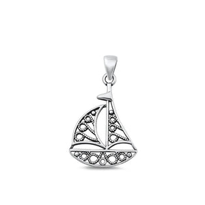 Sterling Silver Wholesale Sailboat Pendant Ocean Sea Oxidized Charm .925 New