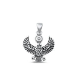 Sterling Silver High Polished Eagle Pendant Oxidized Bird Charm .925 New