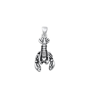 Sterling Silver Fashion Oxidized Lobster Charm Ocean Sea Pendant .925 New