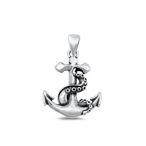 Sterling Silver Fashion Anchor & Tentacle Nautical Cross Charm Pendant .925 New