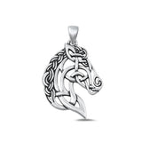 Sterling Silver Fashion Oxidized Celtic Horse Head Charm Pendnat .925 New