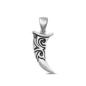 Sterling Silver Fashion Oxidized Hawaiian Tribal Tooth Charm Pendant .925 New