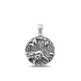 Sterling Silver Wholesale Ocean Waves Pendant Oxidized Medallion Beach Charm 925