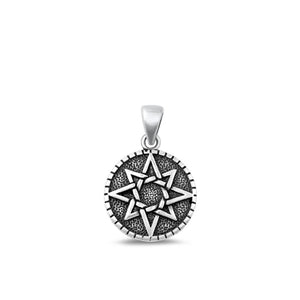 Sterling Silver Oxidized Octagram Rebirth Pendant Christian Charm .925 New