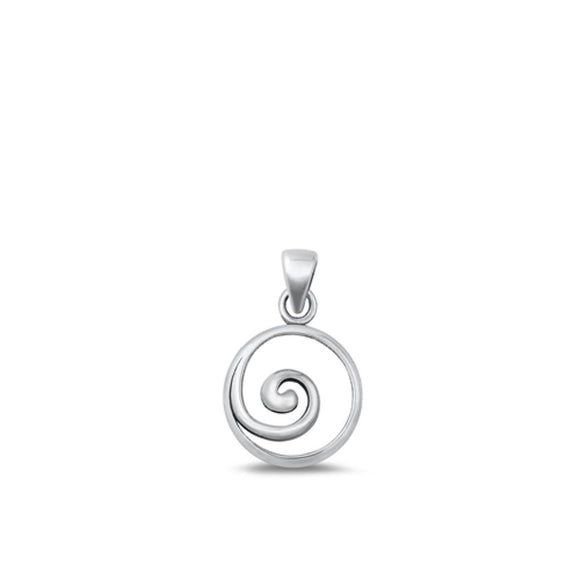 Sterling Silver Oxidized Spiral Ocean Round Swirl Pendant Charm .925 New