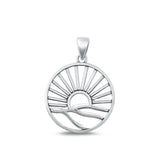 Sterling Silver Fashion Sun & Hills Pendant Sunrise Sunset Charm .925 New