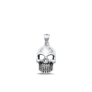 Sterling Silver Oxidized Skull Pendant High Polished Fashion Charm .925 New