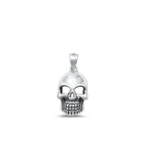 Sterling Silver Oxidized Skull Pendant High Polished Fashion Charm .925 New