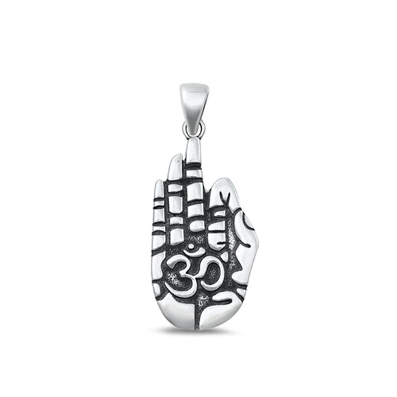 Sterling Silver Beautiful Om Pendant Oxidized Ohm Fashion Charm .925 New