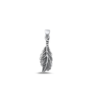 Sterling Silver Beautiful Fashion Oxidized Leaf Charm Feather Pendant .925 New