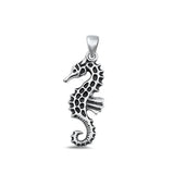 Sterling Silver Fashion Oxidized Seahorse Nautical Charm Beach Pendant .925 New