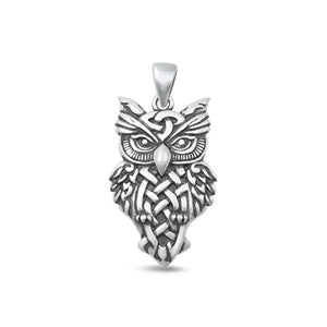 Sterling Silver Fashion Oxidized Celtic Owl Animal Charm Pendant .925 New