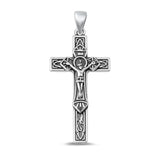 Sterling Silver .925 New Crucifix Cute Cross Christian Pendant Oxidized Charm