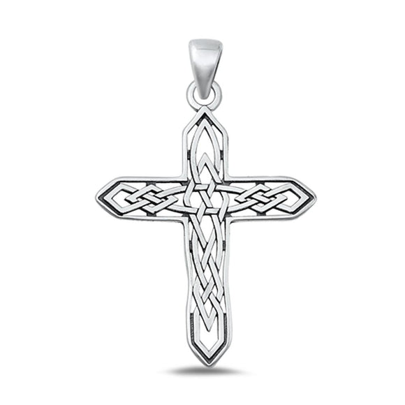 Sterling Silver High Polished Celtic Cross Pendant Christian Charm .925 New