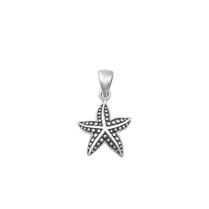 Sterling Silver Ocean Puffed Starfish Oxidized Beach Pendant .925 New Charm