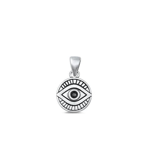 Sterling Silver Fashion Oxidized Evil Eye Pendant Protection Love Charm .925 New