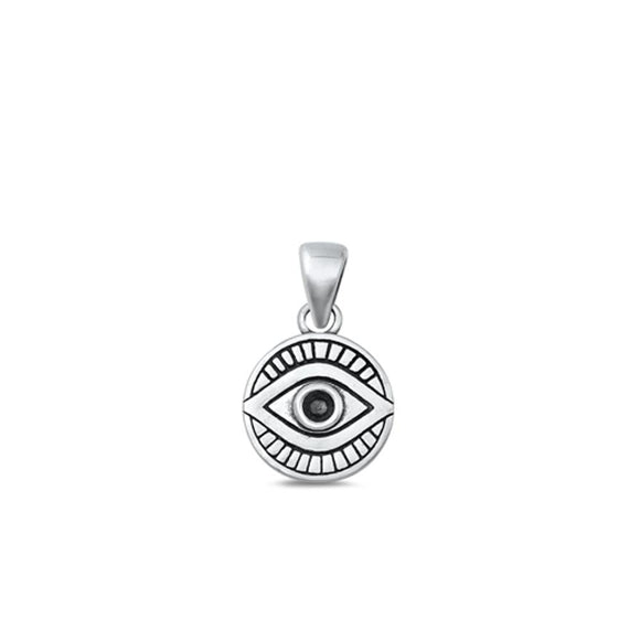 Sterling Silver Fashion Oxidized Evil Eye Pendant Protection Love Charm .925 New