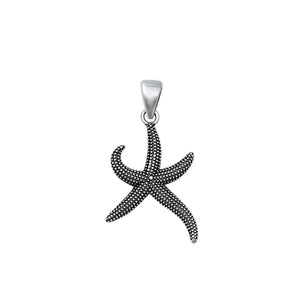 Sterling Silver Fashion Oxidized Unique Starfish Nautical Pendant Charm .925 New