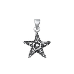 Sterling Silver Fashion Oxidized Unique Starfish Pendant Beach Charm .925 New