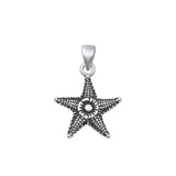 Sterling Silver Fashion Oxidized Unique Starfish Pendant Beach Charm .925 New