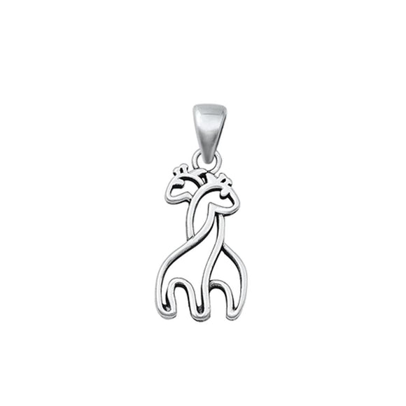 Sterling Silver Fashion Oxidized Love Hugs Giraffe Pendant Charm .925 New