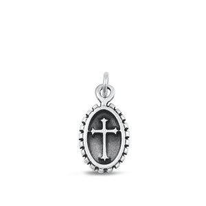 Sterling Silver Unique Cross Medallion Pendant Christian Faith Charm .925 New