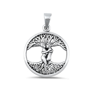 Sterling Silver Fashion Lovers Tree Of Life Medallion Pendant Charm .925 New