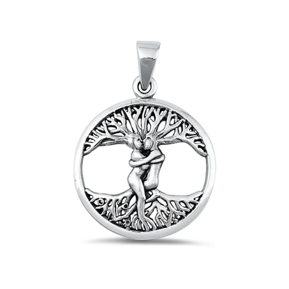 Sterling Silver Fashion Lovers Tree Of Life Medallion Pendant Charm .925 New