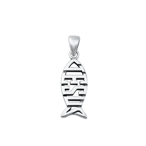 Sterling Silver Classic Jesus Fish Pendant Christian High Polished Charm .925