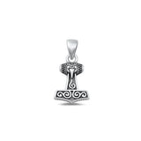 Sterling Silver Classic Oxidized Celtic Hammer Pendant Thor Charm .925 New