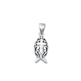 Sterling Silver Beautiful Fish & Cross Pendant Chrisitain Charm .925 New