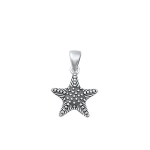 Sterling Silver Classic Oxidized Starfish Pendant Ocean Beach Charm .925 New