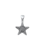 Sterling Silver Classic Oxidized Starfish Pendant Ocean Beach Charm .925 New