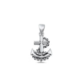 Sterling Silver Classic Anchor & Chain Pendant Nautical Polished Charm .925 New