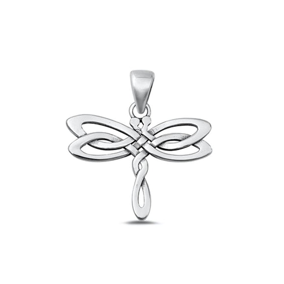 Sterling Silver Cute Celtic Dragonfly Pendant High Polished Charm .925 New